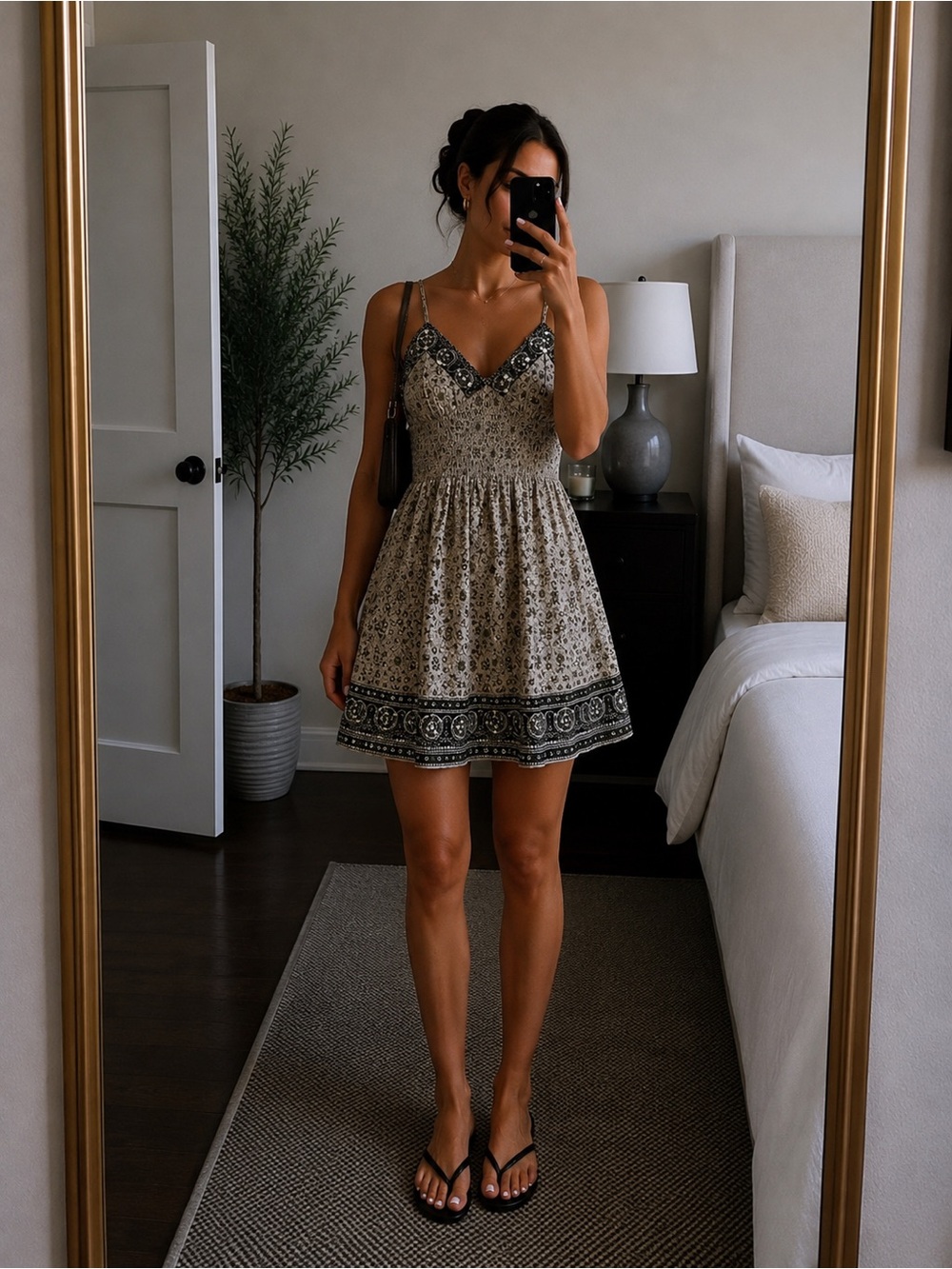 Kushi Vintage Boho Smocked Babydoll Dress Women‎ S Cottagecore Fairy Sequins